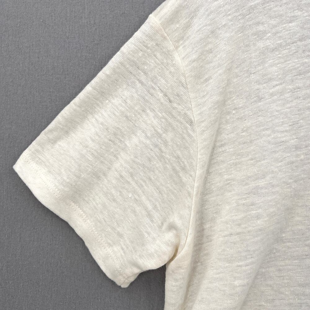 ENZA COSTA Linen Knit Tee Womens Medium Cream Loose Slouchy Relaxed Crew Top - Picture 8 of 13